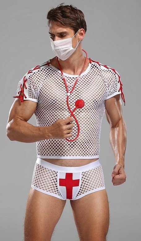 Disfraz De Enfermero Sexy Personal Sanitario Con Mascarilla