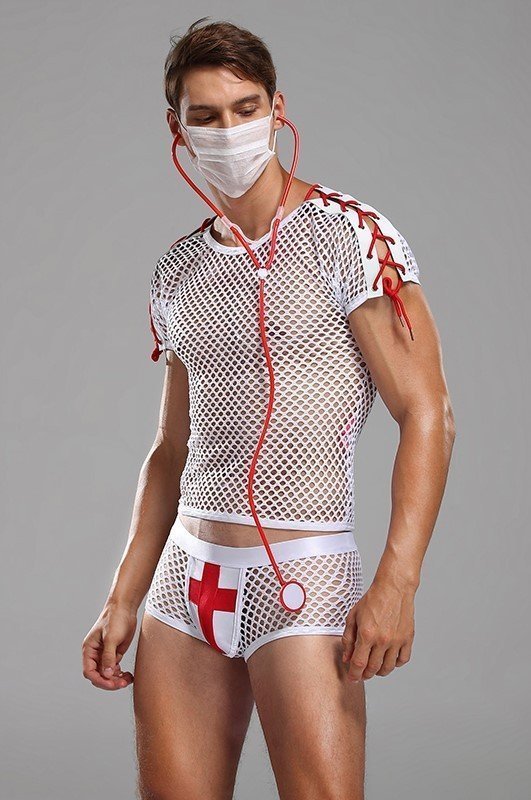 Disfraz De Enfermero Sexy Personal Sanitario Con Mascarilla