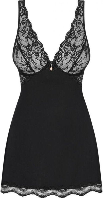 OBSESSIVE - BABYDOLL Y TANGA LUVAE NEGRO XS/S