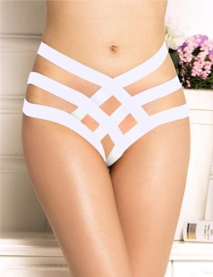 Braguita Tanga Bandage Blanca De Lenceria Erotica Con Tiras Cruzadas