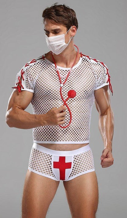 Disfraz De Enfermero Sexy Personal Sanitario Con Mascarilla