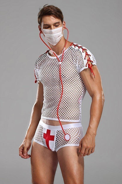Disfraz De Enfermero Sexy Personal Sanitario Con Mascarilla