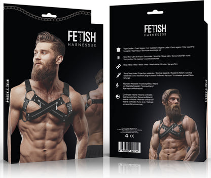 FETISH SUBMISSIVE ATTITUDE - ARNÉS BULLDOG AJUSTABLE NEOPRENO PECHO CRUZADO CON CREMALLERAS HOMBRE