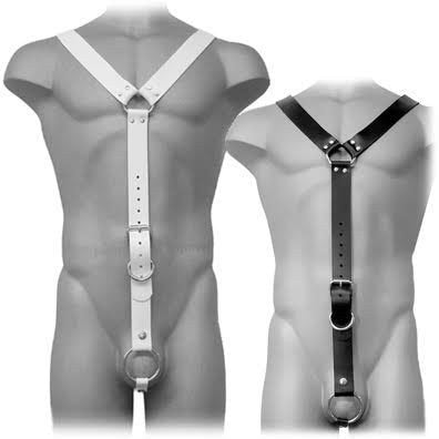 LEATHER BODY - HARNESS MEN BLANCO