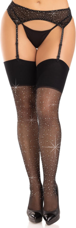 LEG AVENUE - MEDIAS SPANDEX CON DIAMANTES NEGRO