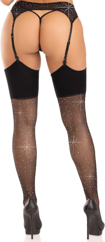 LEG AVENUE - MEDIAS SPANDEX CON DIAMANTES NEGRO