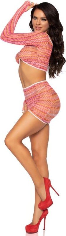 LEG AVENUE - ZIG ZAG TOP Y MINI FALDA TALLA UNICA