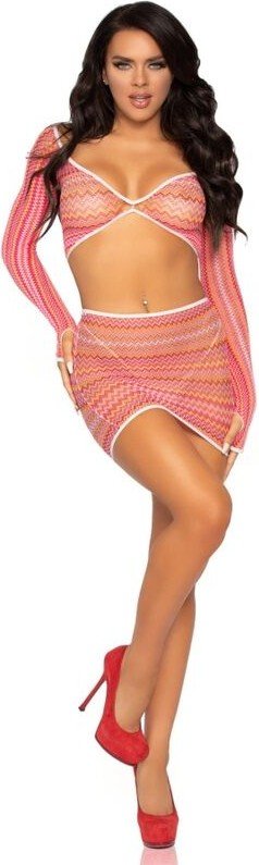 LEG AVENUE - ZIG ZAG TOP Y MINI FALDA TALLA UNICA