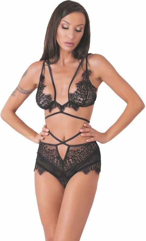 LIVCO CORSETTI FASHION - DREZNA LC 90733 SUJETADOR + PANTY NEGRO L/XL