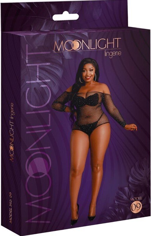 MOONLIGHT - MODELO 9 BODY MANGA LARGA NEGRO BRILLANTE TALLA UNICA / PLUS SIZE