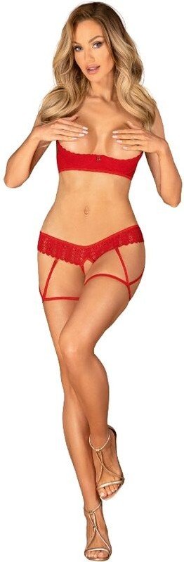 OBSESSIVE - INGRIDIA SET DOS PIEZAS CROTCHLESS ROJO XL/XXL