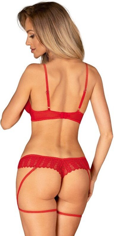 OBSESSIVE - INGRIDIA SET DOS PIEZAS CROTCHLESS ROJO XL/XXL