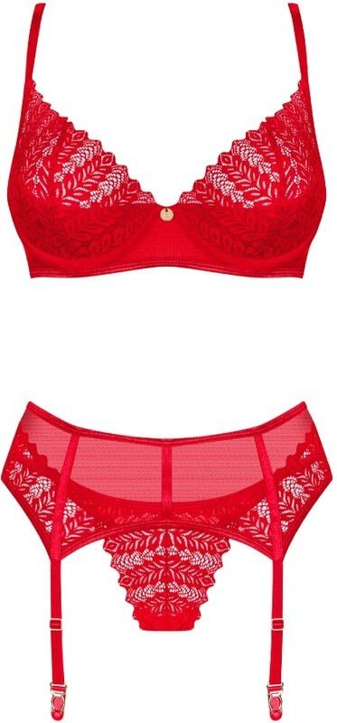 OBSESSIVE - INGRIDIA SET DOS PIEZAS CROTCHLESS ROJO XL/XXL