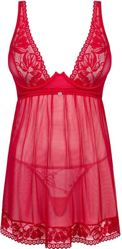 OBSESSIVE - LACELOVE BABYDOLL  TANGA ROJO XL/XXL