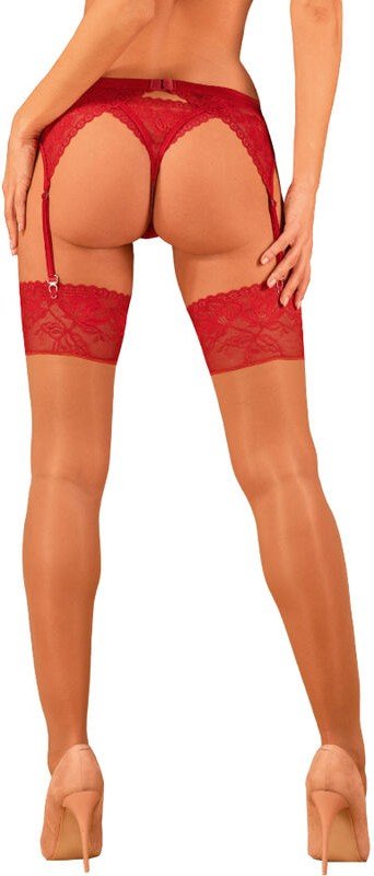 OBSESSIVE - LACELOVE MEDIAS DE ENCAJE ROJO XL/XXL