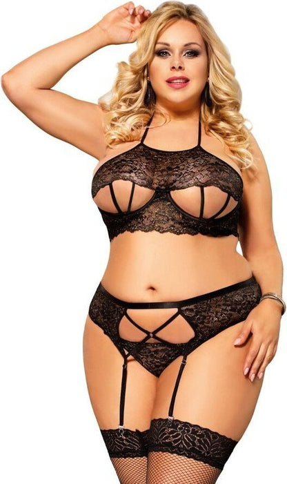 QUEEN LINGERIE - SET DE TRES PIEZAS L/XL