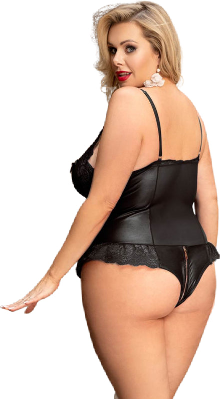 QUEEN LINGERIE - TEDDY CON CREMALLERA PLUS SIZE