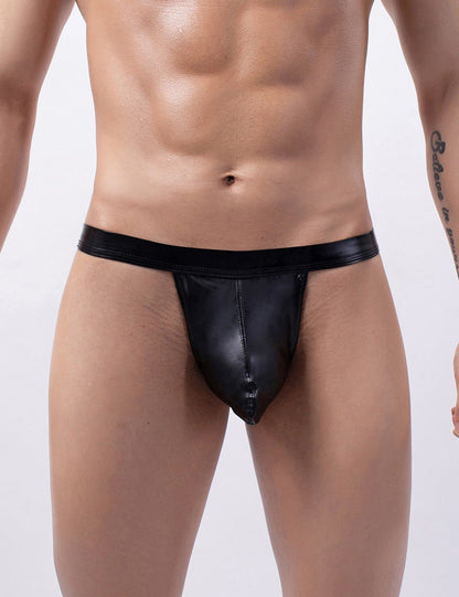 Tanga Con aperturas Slip De Vinilo Wetlook Para Hombre